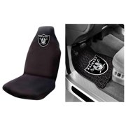NFL Oakland Raiders 2 pc Front Floor Mats and Car Seat Cover Value Bundle