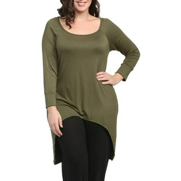 24/7 Comfort Apparel Women's Plus Size HighLow Long Sleeve Extra
