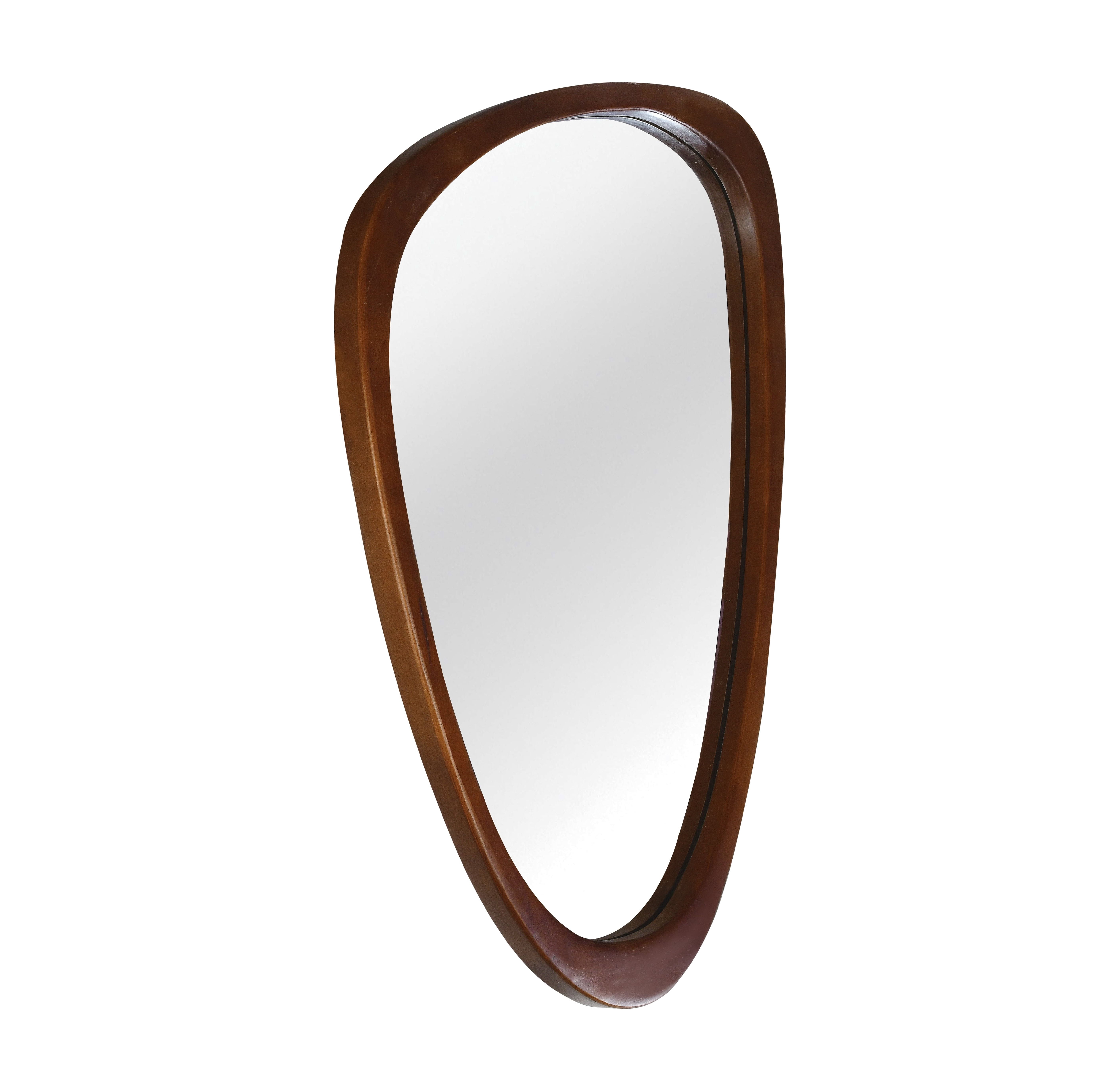 20x30-Inch Irregular Solid Wood Frame Mirror, Decorative Wall Mirror and Vanity Mirror for Bedroom Bathroom Living Room Entryway, Black Walnut