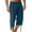Blue, variant on Father's Day Gifts Mens Three-quarter Pants Linen Cotton Pants Casual Loose Fit Straight-Leg Lightweight Elastic Waist Beach Yoga Lounge Trousers for Men