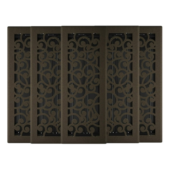 Imperial 4in x 12in Wonderland Style Bronze Age Metal Rectangular Air Floor Register (5 PACK)