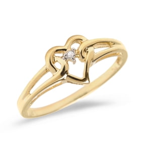 14K Yellow Gold Diamond Heart Ring