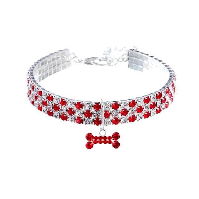 Sparkling Rhinestone Dog Collar, Cute Bling Choker Necklace for Small Dogs And Cats, Adjustable Fancy Pet Collar for Parties, Photos, And Special Occasions