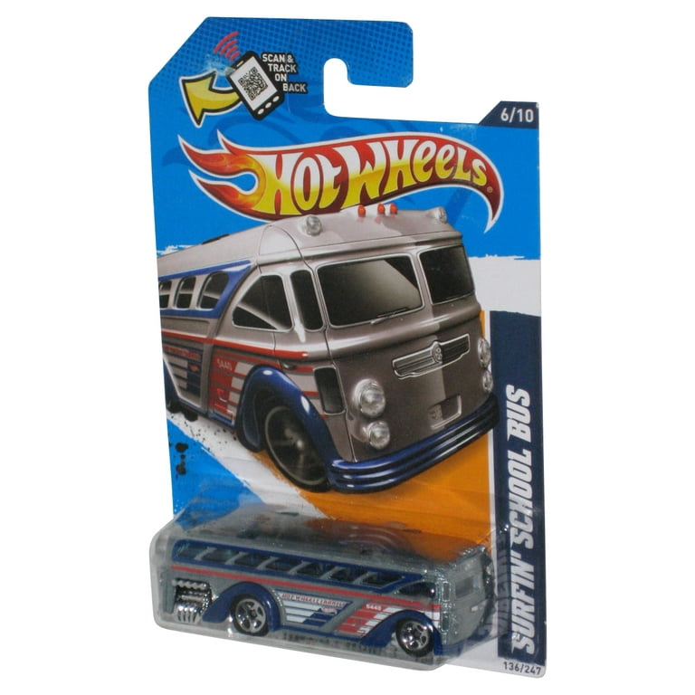 Hot Wheels HW City Works 12 6 10 Silver Surfin School Bus Toy Car 136 247