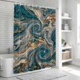 thumbnail image 6 of Teal Blue Ombre Bathroom Shower Curtains with 12 Hooks Polyester Waterproof Shower Curtain for Stalls and Bathtubs Modern Abstract Art Coastal Nautical Decorative Bathroom Curtain 36x78 Inches, 6 of 9