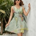 thumbnail image 3 of WORLD MAP Print Women's Tank Dress V Neck Sleeveless Summer Sundress, 3 of 7