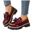 thumbnail image 4 of Wine Women'S Casual Loafers Featuring A Bow Detail And Thick Sole In A Wine Shade Comfortable For All-Day Activities, 4 of 9