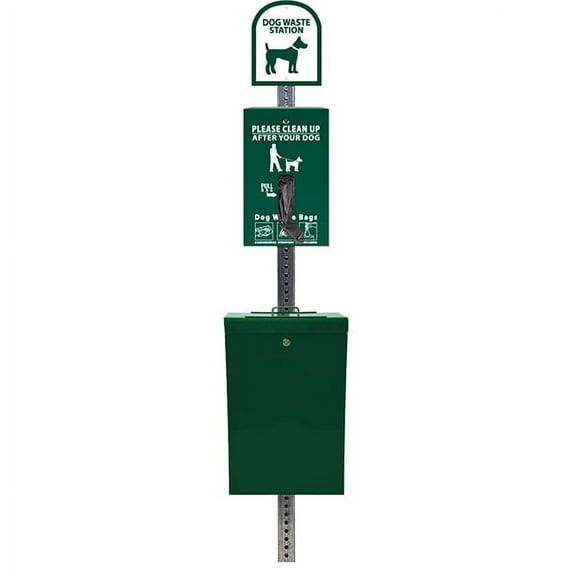 The Gladiator® Dog Waste Station / EZ-Tie Hanging Bag System (Green)