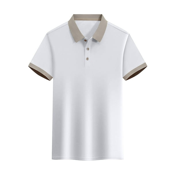 pstuiky camisetas de hombre, Camisa informal de verano con solapa y botones de color liso para hombre camisas casuales para hombre xl