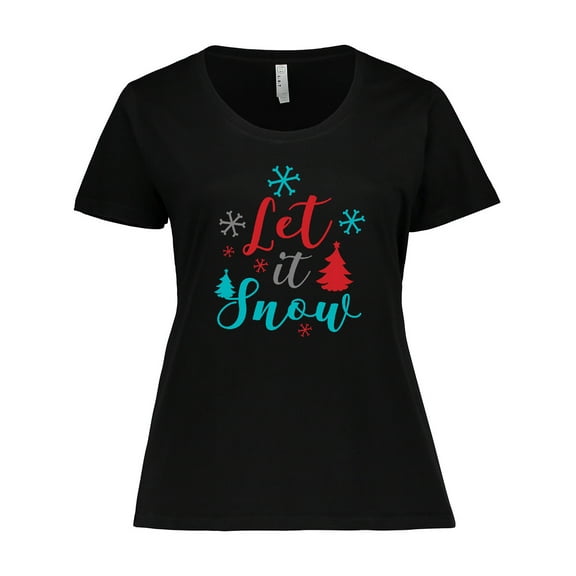 Inktastic Let It Snow, Snowflakes, Christmas - Red Blue Gray Women's Plus Size T-Shirt