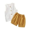 thumbnail image 3 of Swuxness Little Girls Sleeveless Tank 2-piece Sets, Girls Summer Outfit Sets, Children's Summer and Breathable Clothing Two-piece Set for Girls Yellow, 6 Months, 3 of 5