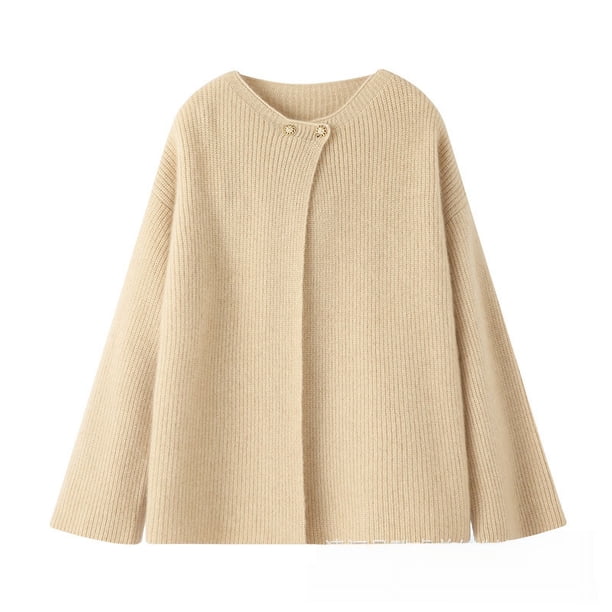 Cárdigan de cachemira de punto para mujer, suéter de lana, otoño e invierno, suéter de punto de estilo occidental de alta gama, capa