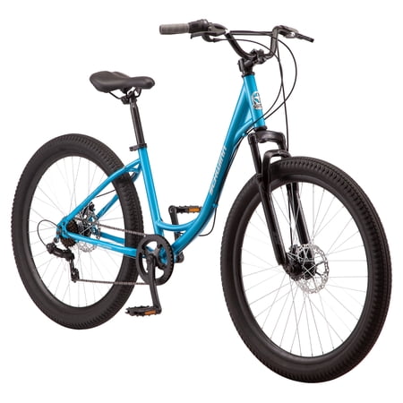 Schwinn Bellwood comfort hybrid bike  7-speeds  27.5-inch wheels  blue  step-through  low
