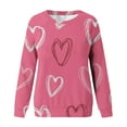 thumbnail image 4 of Aboser Women's Valentines Day Print Shirts All-Over Love Tshirt Holiday Long Sleeve Tops Valentine Sweatshirt Crewneck Comfort Pullover Blouse Tee Shirt, 4 of 5