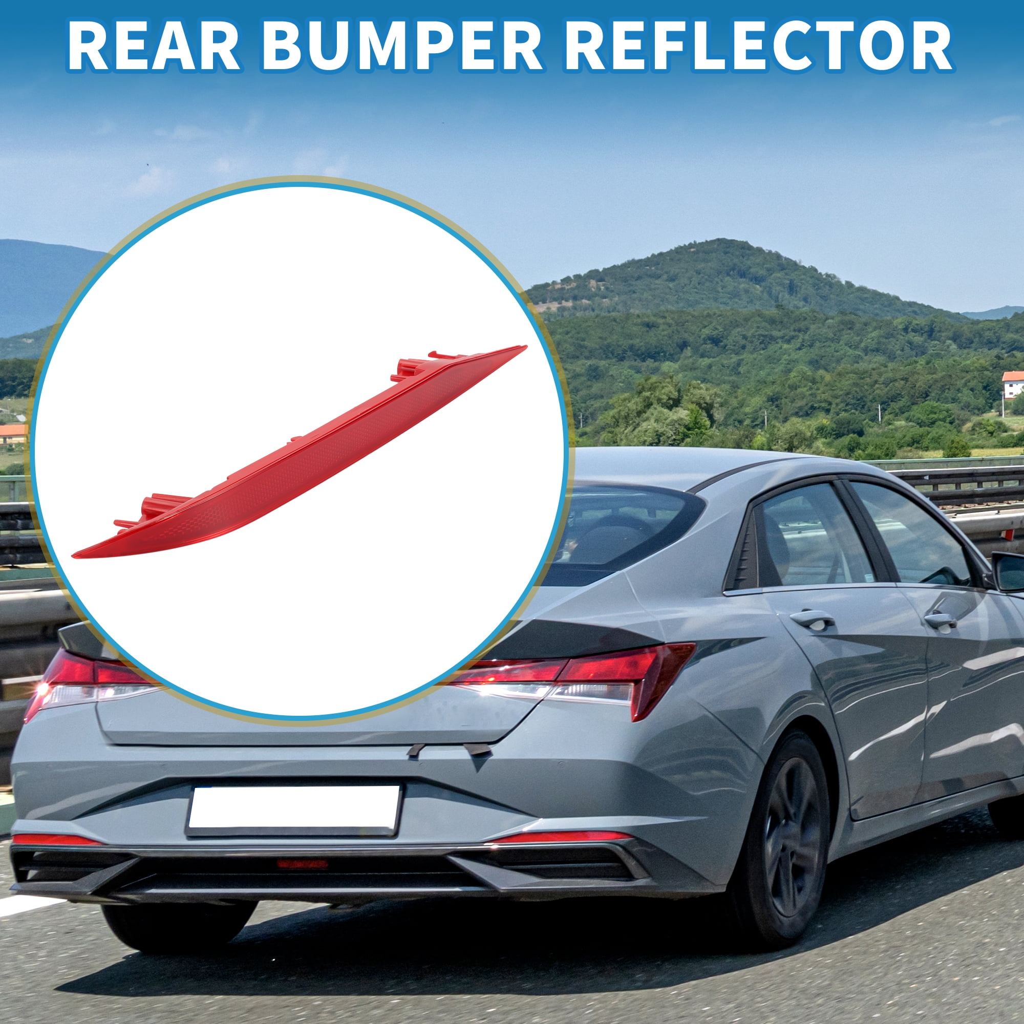 Unique Bargains Rear Left Bumper Reflector for Hyundai Elantra Sedan 2021-2023 Red