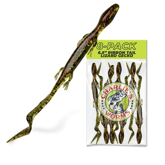 Charlie's Worms Lizard Gecko, Scented, Soft Bait for Freshwater Saltwater, 8pk
