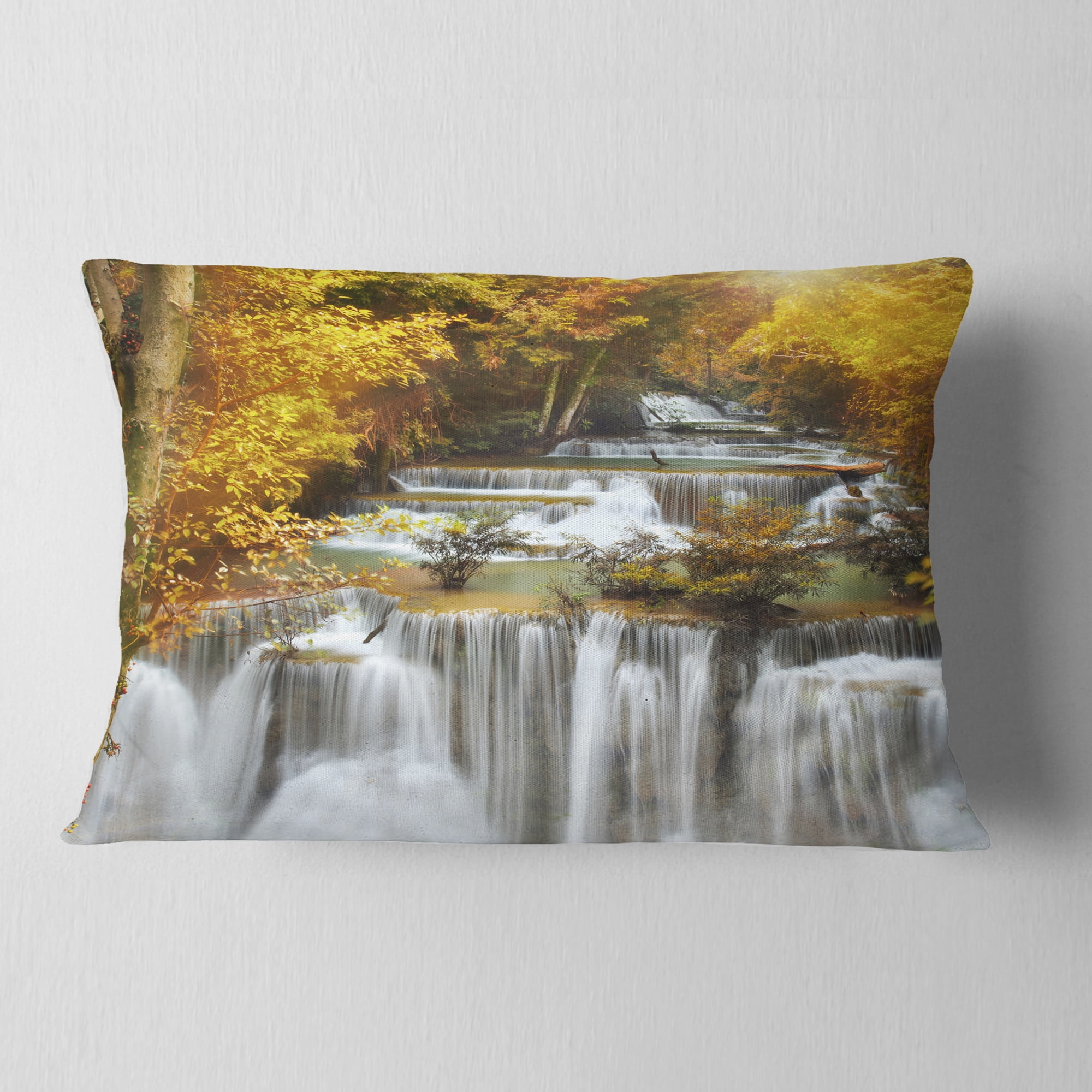 Designart Autumn Huai Mae Kamin Waterfall - Abstract Throw Pillow - 12x20