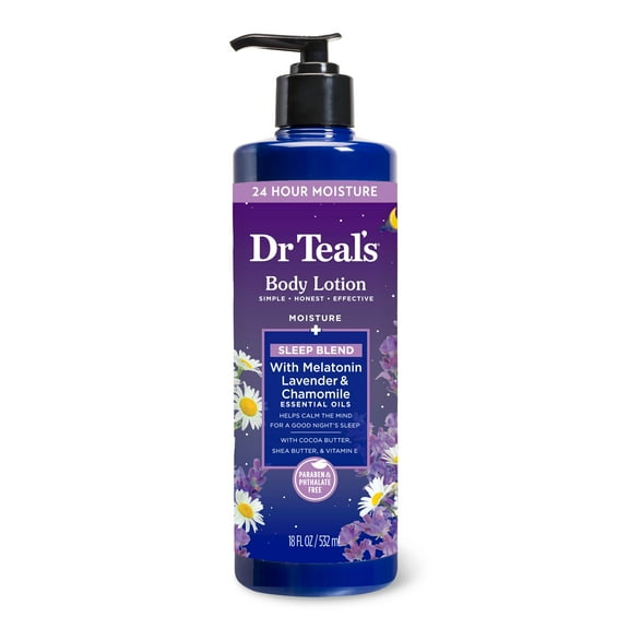 Dr Teal's Sleep Body Lotion with Melatonin, Lavender & Chamomile Essential Oils, 18 fl oz