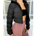 thumbnail image 6 of Generic Womens Cropped Puffer Jacket Winter Long Sleeve Zip Up Quilted Padded Short Coat, 6 of 7