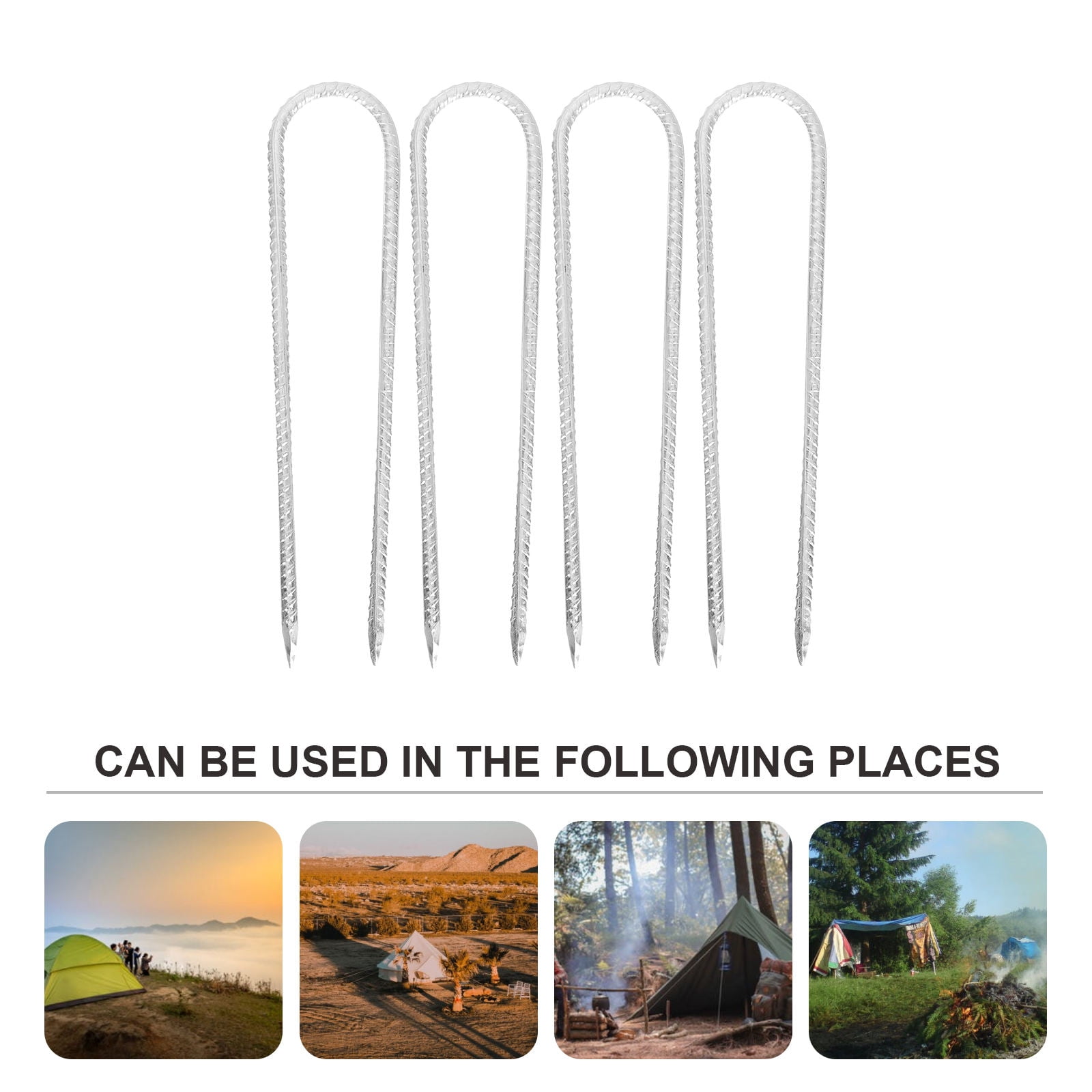 YUYUETIME 4Pcs Metal Ground Stakes for Securing Camping Tents and Trampolines