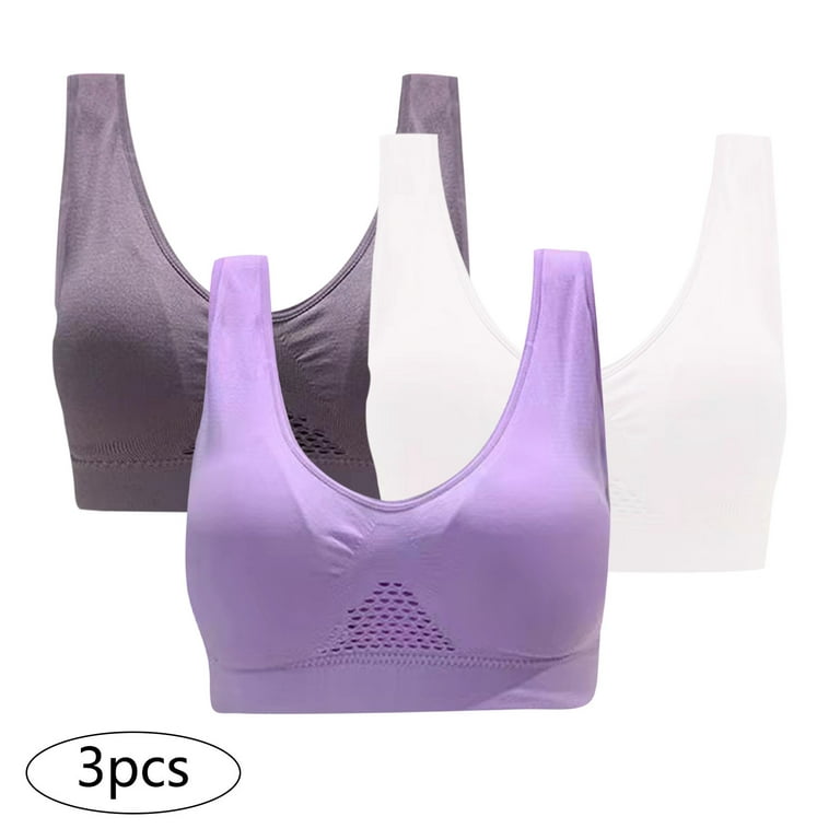 JGTDBPO Sports Bras for Women Without Wire Free Support Yoga Running Vest  Underwears Comfy Soft Everyday Sleep Activewear Bras Yoga Comfort Seamless  Stretchy Sports Bra for Women 3 Pack 