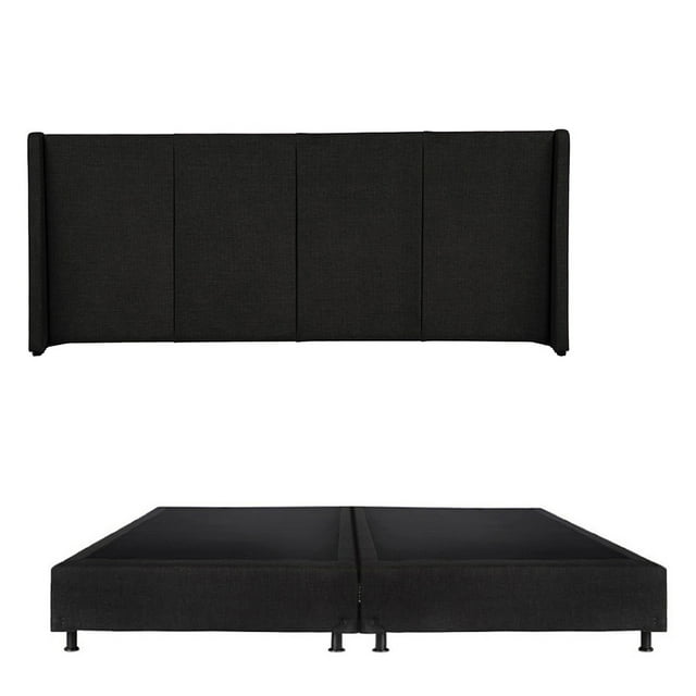 Box Base Cama King Size + Cabecera Milan Negro