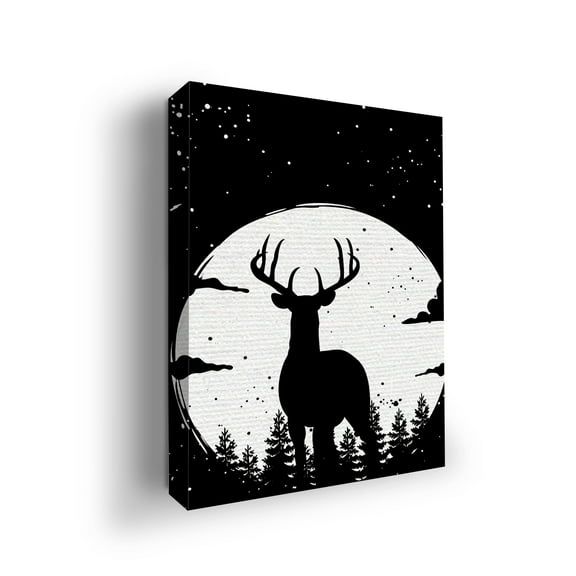 Deer Canvas Wall Art by Mavis Print- 12x16 inches Black and White Wall Decor | HD Printed & Wooden framed wall art | UV Resistant Modern Wall Decor for Gift | Made in USA1