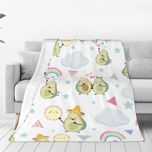 Balery Green Blue Avocado Manta de Felpa Suave y Acogedora – Cobija de Franela Aterciopelada para Cama, Lavable y Cálida para Sofá, Mascotas, Transpirable-40"x30"