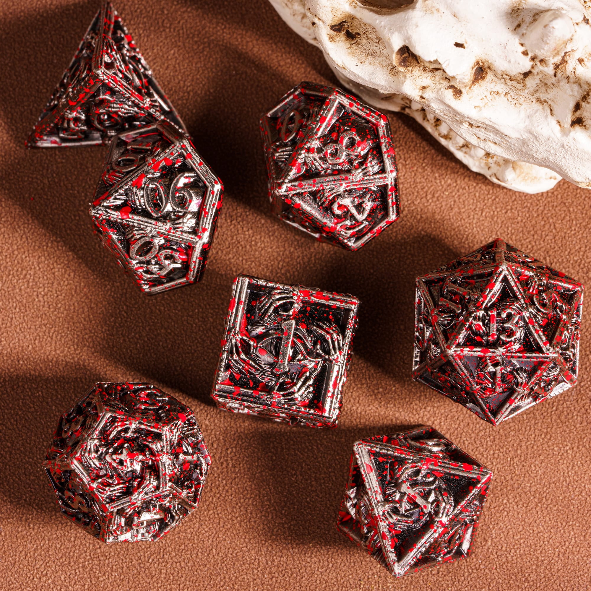 Cusdie 7-Die Metal DND Dice Set, Ghost Claw Design Metal Polyhedral D&D Dice Set for DND Dungeons and Dragons TTRPG Role Playing Games