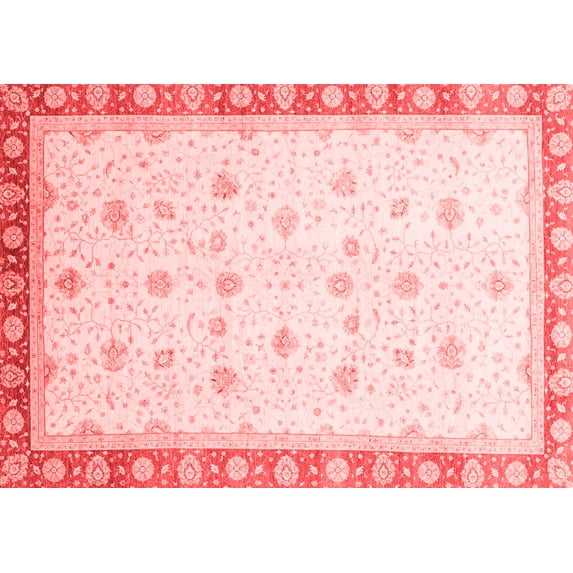 Ahgly Company Machine Washable Indoor Rectangle Oriental Red Modern Area Rugs, 5' x 7'
