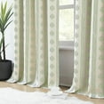 thumbnail image 2 of Blackout Boho Curtains for Bedroom Sage Green on Beige Striped Pattern Cotton Bedroom Curtain Grommet Room Darkening Curtains for Living Room Thermal Insulated, Polyester 42"W x 96"L (Pack of 2), 2 of 6