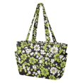 thumbnail image 2 of FORMRS Tote Bag for Women Quilted Large Capacity Travel Work Carry On Shoulder Handbag, Green Flower Pattern, 2 of 7