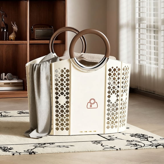 Fwttom Collapsible Laundry Baskets, Large Capacity All-Purpose Storage Bins with Handles, Utility Tote for Shopping Cart Picnic Hamper Laundry Hamper & Toys Organization