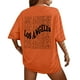 thumbnail image 1 of Camiseta gráfica con hombros caídos para mujer: camiseta informal con estampado de letras novedoso, corte holgado y múltiples tallas., 1 of 5