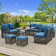 thumbnail image 4 of AECOJOY Outdoor Furniture Set, 7-Piece Rattan Wicker Sectional Sofa Couch, Patio Conversation Set with Dining Table & Chair in Navy, 4 of 10