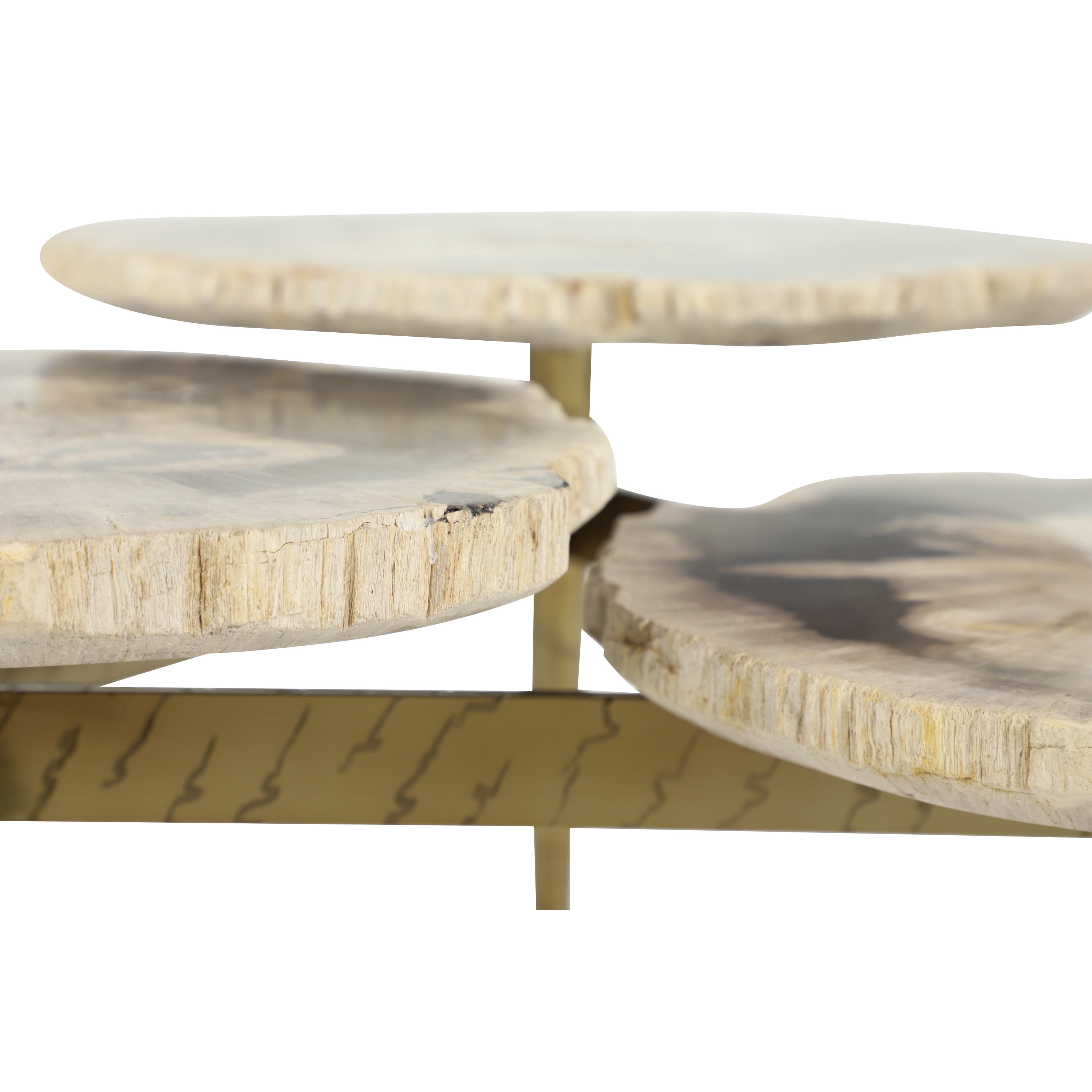 DecMode Rustic Petrified Stone Black Coffee Table, 36"W x 18"H