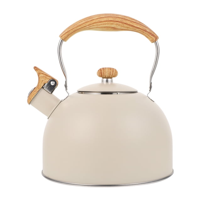 SHISUYAN 1Pc Boiling Tea Kettle 2.5L Antique Stainless Steel Flat Bottom (Beige)