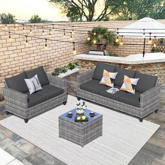 Ovios 5 Pieces Outdoor Patio Furniture All-Weather Sectional Sofa Loveseat for Lawn, Steel Frame