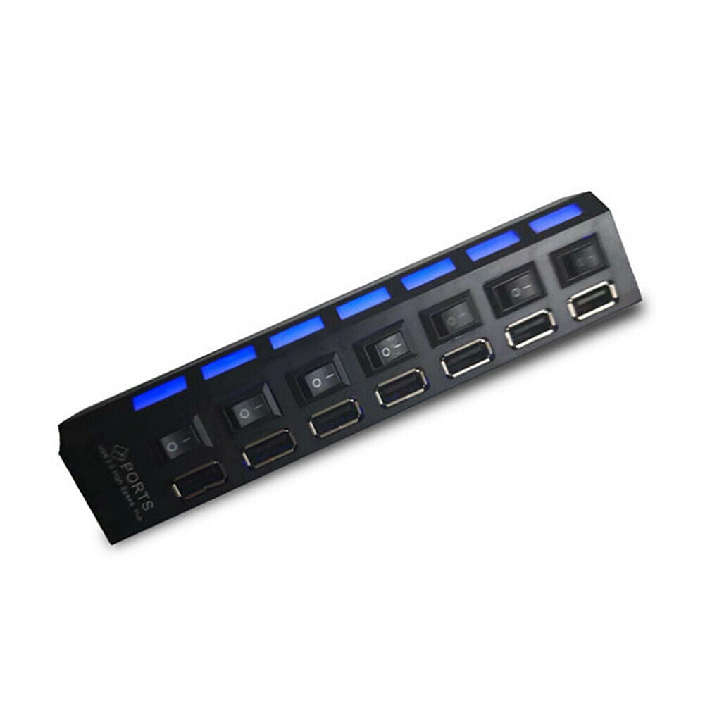 7-Port USB 2.0 Multi Charger Hub High Speed Adapter ON/OFF Switch Laptop/PC  ZD 