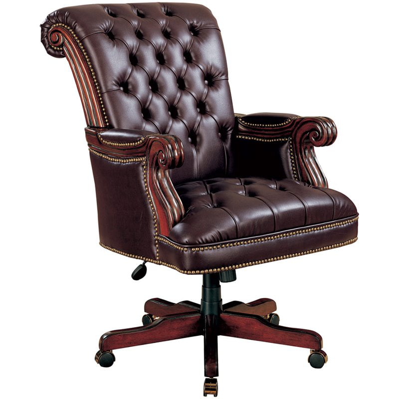 Bowery Hill Faux Leather Ergonomic, Brown Leather Ergonomic Chair