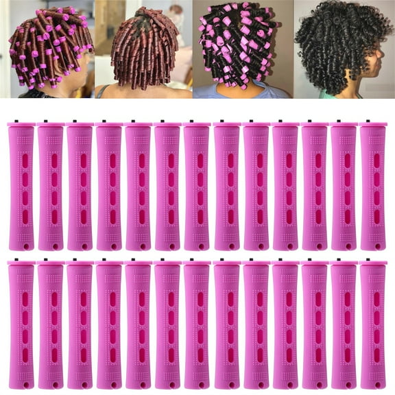 40 Pcs Portable Perm Rods for Women 0.75 Inch Plastic Hair Rollers with Elastic Rubber Band Cold Wave Curler Clips Heatless Perming Rods DIY Hairdressing Tools for Home Travel By Scheam