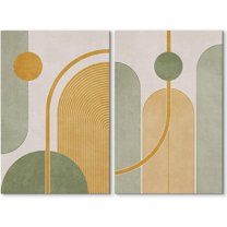 IDEA4WALL Adhesive Canvas Print Wall Art Set Yellow Green Polygons Abstract Shapes Boho Art Gometric Illustration Modern Decor Digital Art Bohemian Chic Artwork for Home Decor - Canvas 16"x24"x2