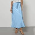 thumbnail image 2 of WULMLEO Womens Satin High Waist Elastic Maxi Skirt Silk Elegant Dressy Bodycon A-Line Long Skirts Cocktail Party Outfits Sky Blue L, 2 of 4