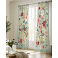 thumbnail image 5 of Sage Green Floral Sheer Curtains 84 Inch Length 2 Panels Set for Living Room/Bedroom, Spring Flowers Leaves Farmhouse Kitchen Curtains Grommet Semi-Sheer Curtains Drapes Window Treatments 42"x84"x2, 5 of 7
