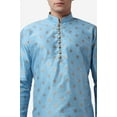 thumbnail image 5 of Royal Kurta Sky Blue Color Jacquard Silk Printed Long Kurta for Men, 5 of 6