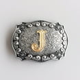 thumbnail image 4 of Antique Brushed Silver Initial Letter J Cowboy Cowgirl Western Belt Buckle, 4 of 6