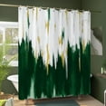 thumbnail image 3 of Dark Green Shower Curtain, Green White Gold Brush Strokes Graffiti Oil Painting Modern Art Abstract Bathroom Curtain Waterproof Fabric Machine Washable with Hooks, 84" Wx72 L, 3 of 6