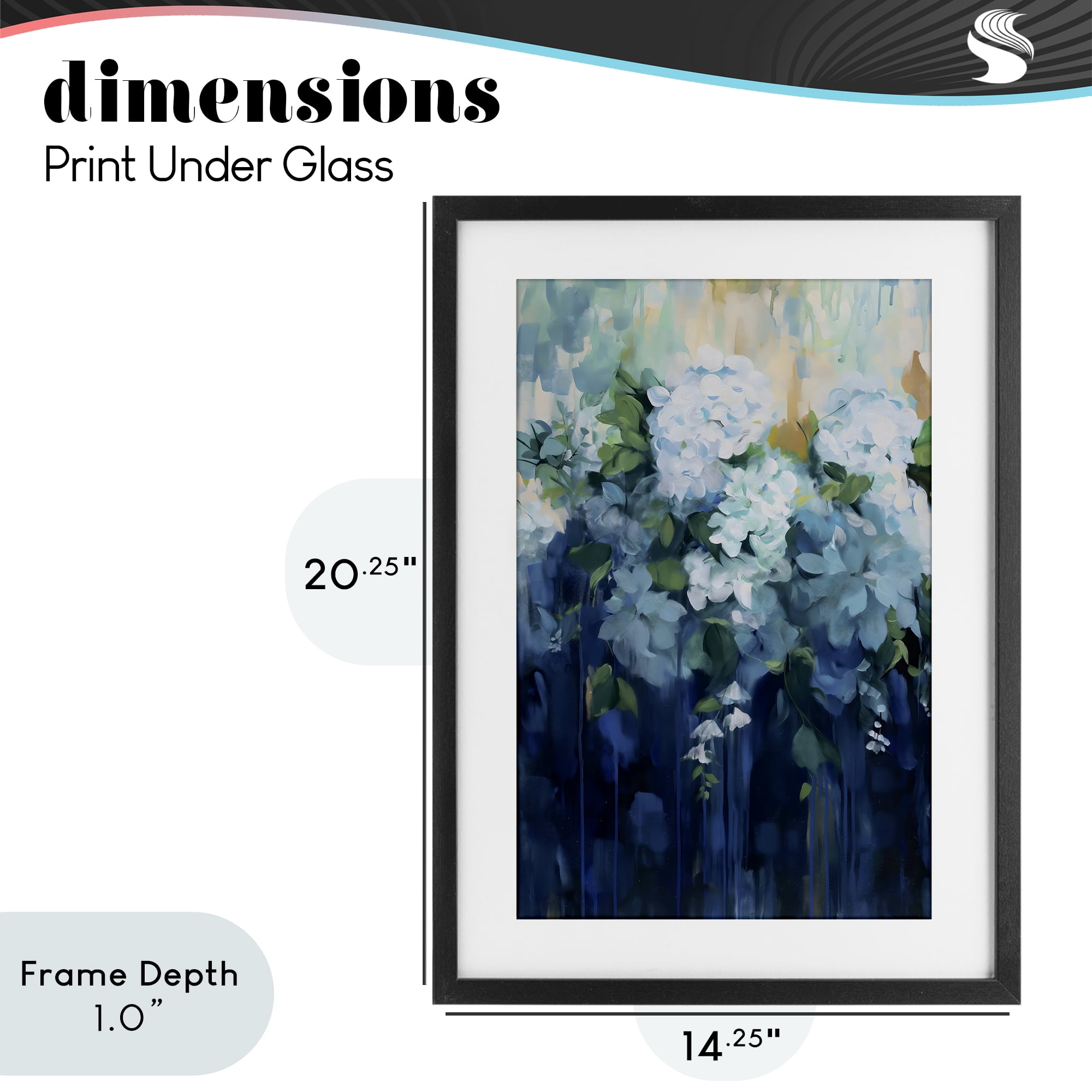 Stupell Industries Lush Blue Hydrangea Abstract Black Framed Print Under Glass, design by Gina Kelly