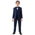 thumbnail image 2 of Boys Formal Suit 5 Piece Vest, Pants and Tie Dresswear Suit Set,Coat + Pants + Shirt + Waistcoat + Bow Tie Navy 11-12 Years, 2 of 7