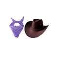 thumbnail image 2 of Yruioon Kids Western Cowboy Accessory Bandanna Scarf with Hat Outfits Cosplay Fancy Party Dress Up Purple One Size, 2 of 3
